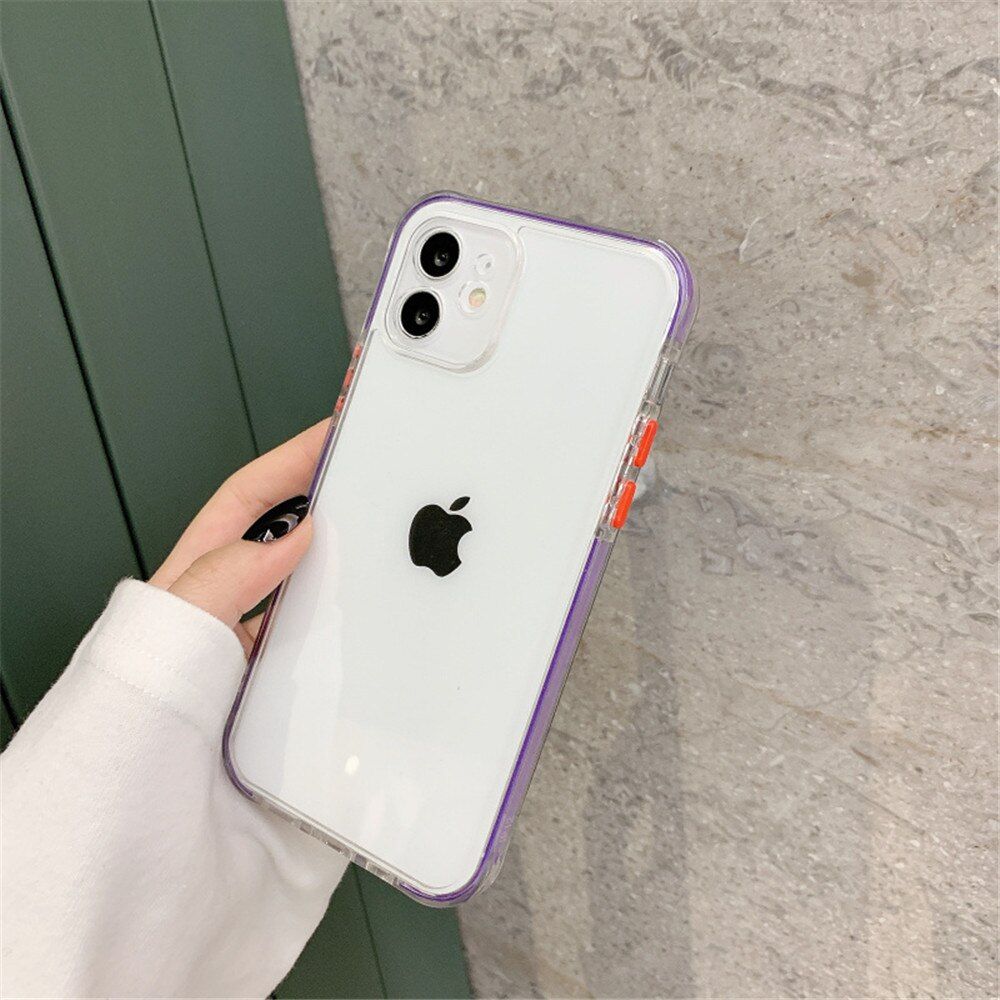 INS Shockproof Candy Color Frame Phone Case For iPhone 12 11 Pro Max XR X XS 7 8 Plus SE Mini Laser Soft Transparent Cover Coque