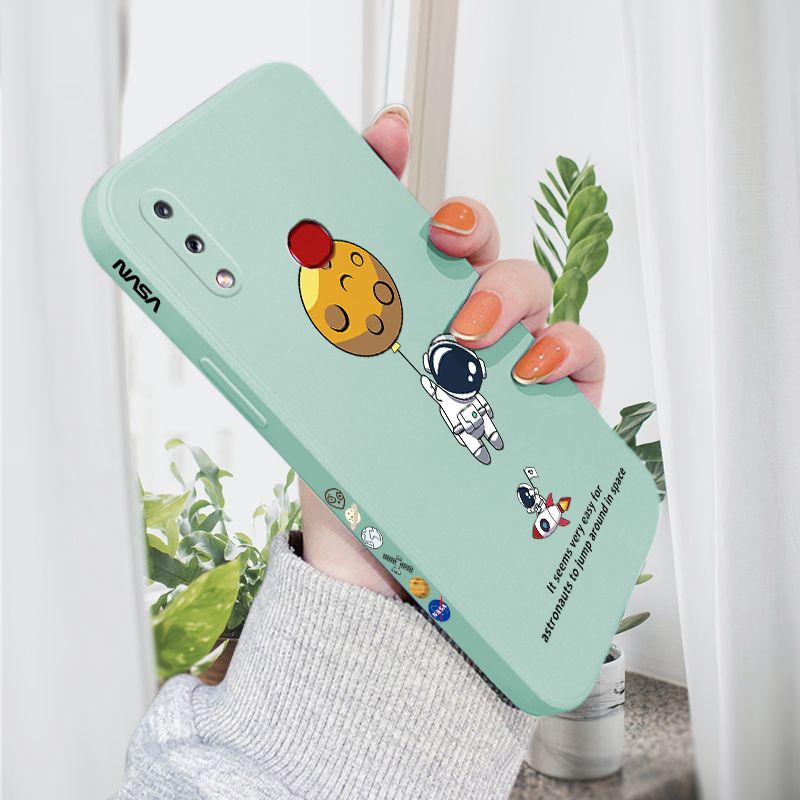 AMORVOR for Samsung Galaxy A10S Back Cover Cartoon Astronautn Side design Soft Case Liquid Silicone Phone Cases
