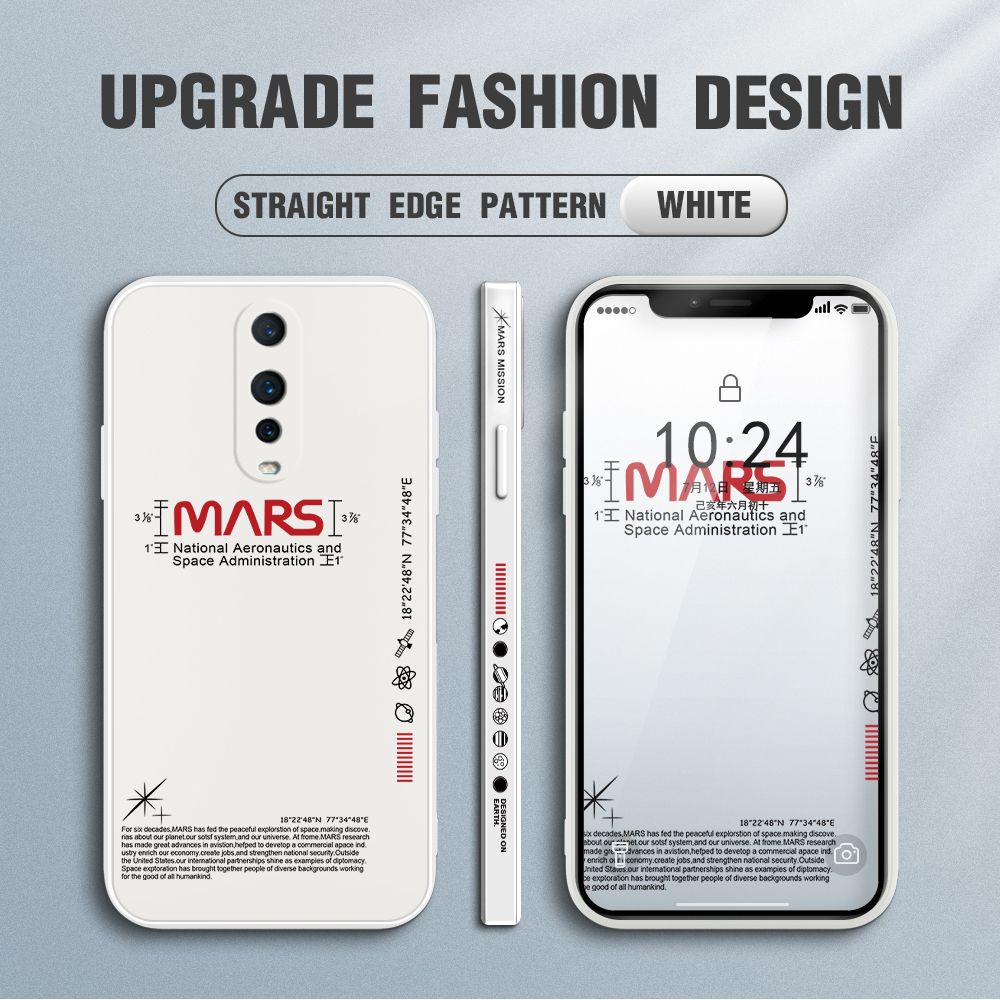 Jizetin for OPPO R17 Pro Case New NASA Design Side Design Phone Case Square Edge Pattern Liquid Silicone Cases Full Cover Camera Soft Protection Case