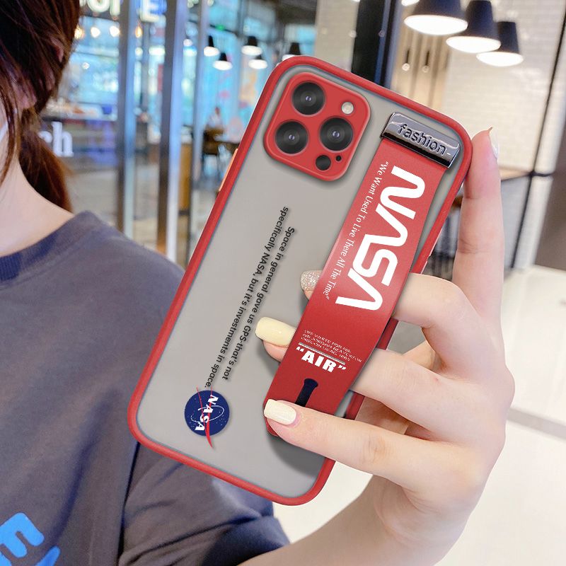 UCUC for iPhone 12 Pro Wrist Strap Case Popular NASA Wristband Printing Cover Shockproof Frosted Phone Case