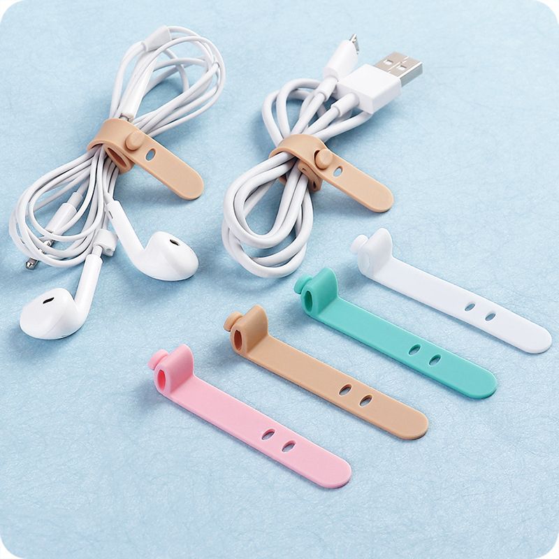 4Pcs Silicone Strap Hook Loop Cable Winder Headphone Cord Earphone Organizer Cable Tie fidelity design