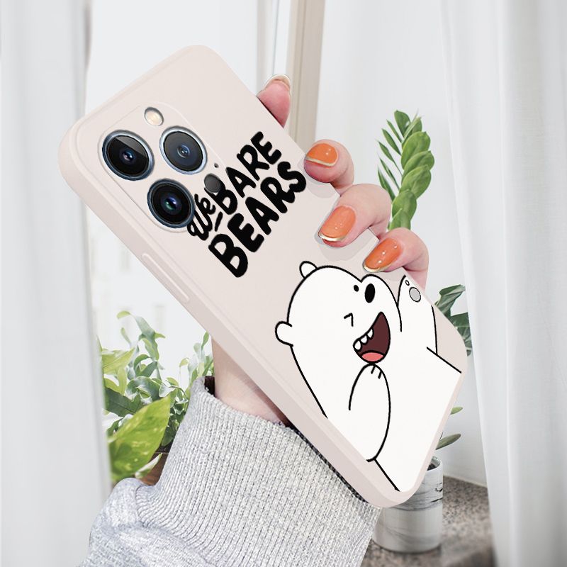 AMORVOR for iPhone 13 Pro Back Cover Cartoon Cute Panda Side design Soft Case Liquid Silicone Phone Cases