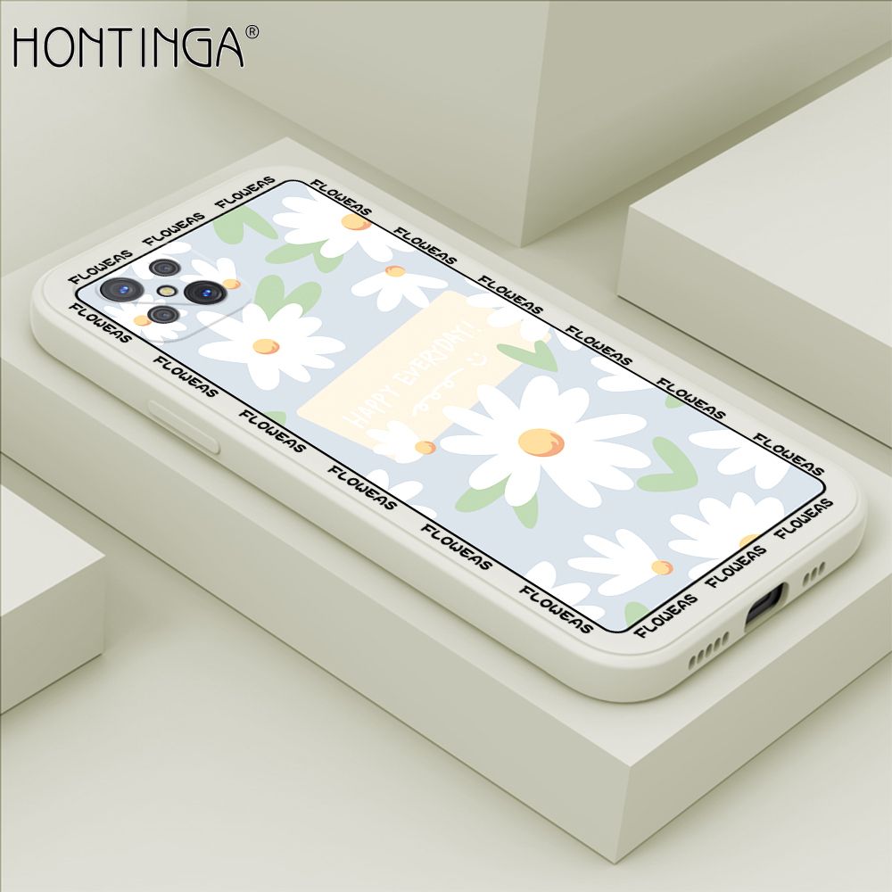 Hontinga for OPPO Reno4 Z 5G Case Beautiful Daisy Flower Phone Case Phone Case Soft Square Edge Silicone Cases Full Lens Cover Shockproof Protection Cover