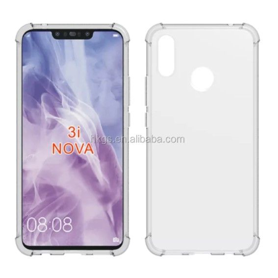For Huawei Nova 3i Transparent 6D Crystal silicone Bumper case antiShock corner Clear back cover