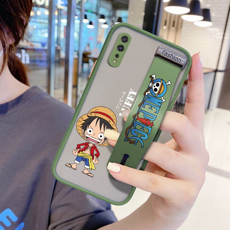 UCUC for Vivo S1 Wrist Strap Case Anime One Piece Luffy Wristband Printing Cover Shockproof Frosted Phone Case