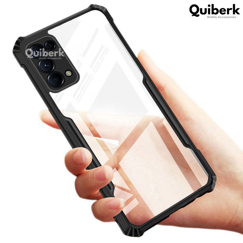 Quiberk for OPPO Reno5 Pro Case Edge-Reinforced Shockproof Hard Transparent Phone Cover