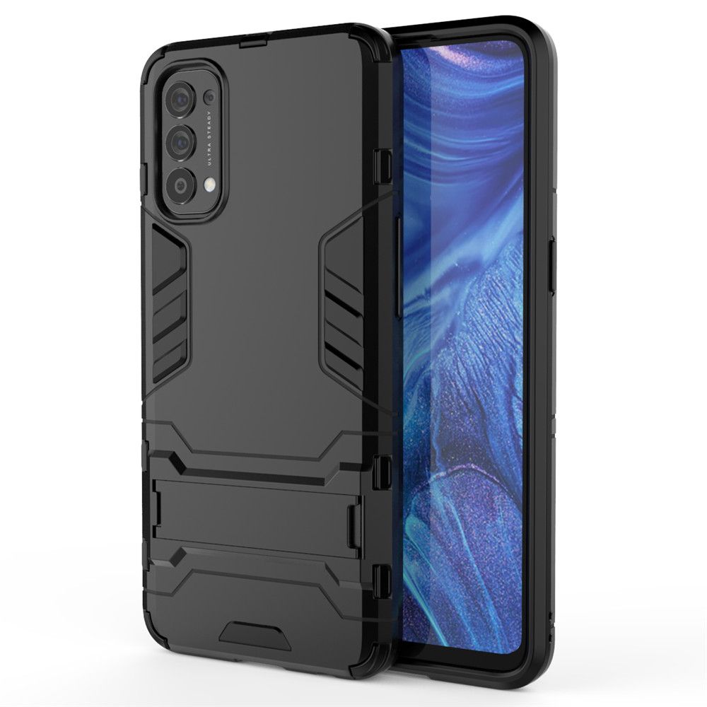 For OPPO Reno4 4G Case Slim Heavy Duty Hardcase Camera Protection Back Cover with Kickstand