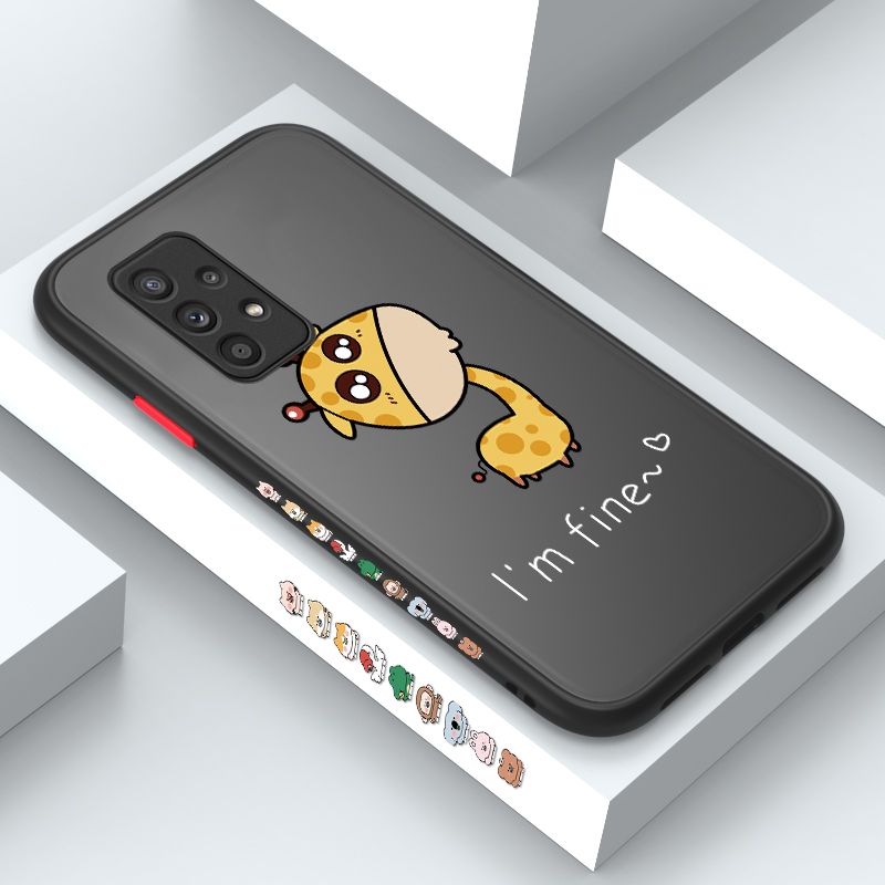 ZeroQiQi for Samsung A52 5G Case Cute Funny Giraffe Side Printing Cover Frosted Ultra Thin Protective Anti Fall Phone Case