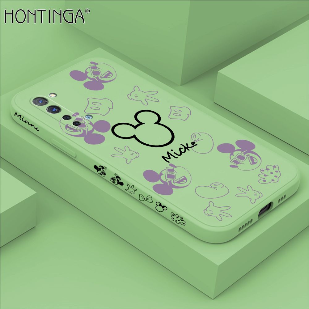Hontinga for OPPO Reno 3 5G Case Side Design Cute Mouse Avatar Back Cover Soft Square Edge Pattern Liquid Silicone Trend Phone Cases