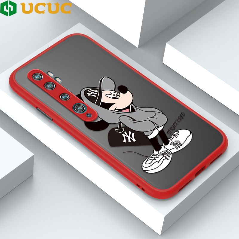 UCUC for Xiaomi Note 10 Pro Case Creative Cartoon Mouse in Pocket Frosted Transparent Hard Cover Shockproof Soft Edge Full Cover Camera Protect Case