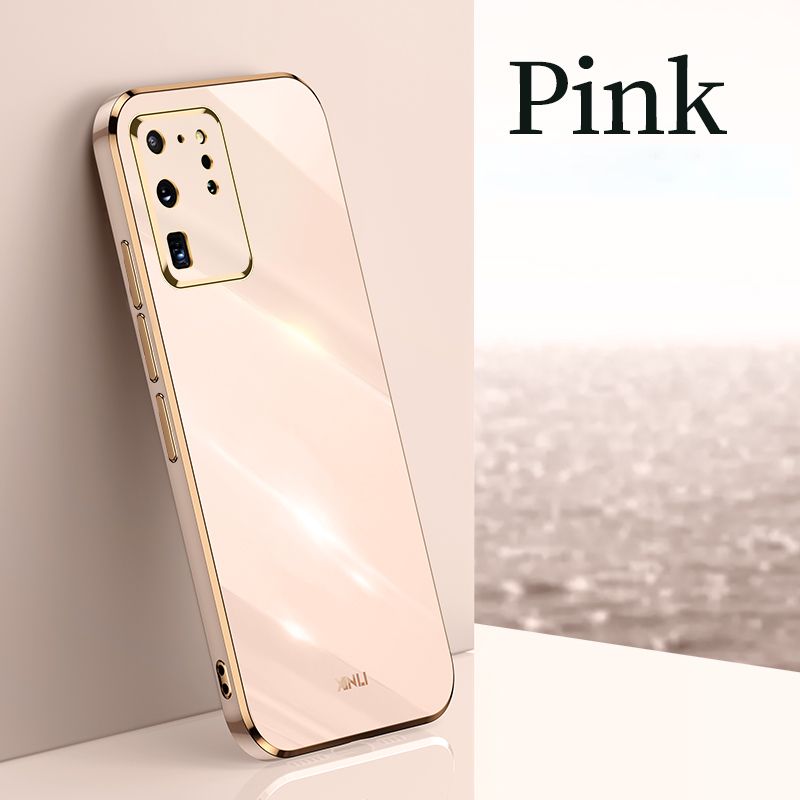 For Samsung Galaxy S20 Ultra Back Cover Fashion Shiny Plating Square Bumper Camera Protection Case Soft Silicone Shockproof Protective Mobile Phone Cases