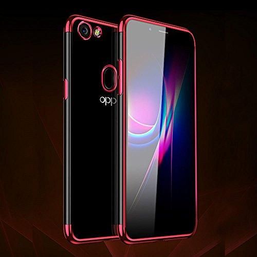 Tpu Back Cover for Oppo F7 - Transparent and Red