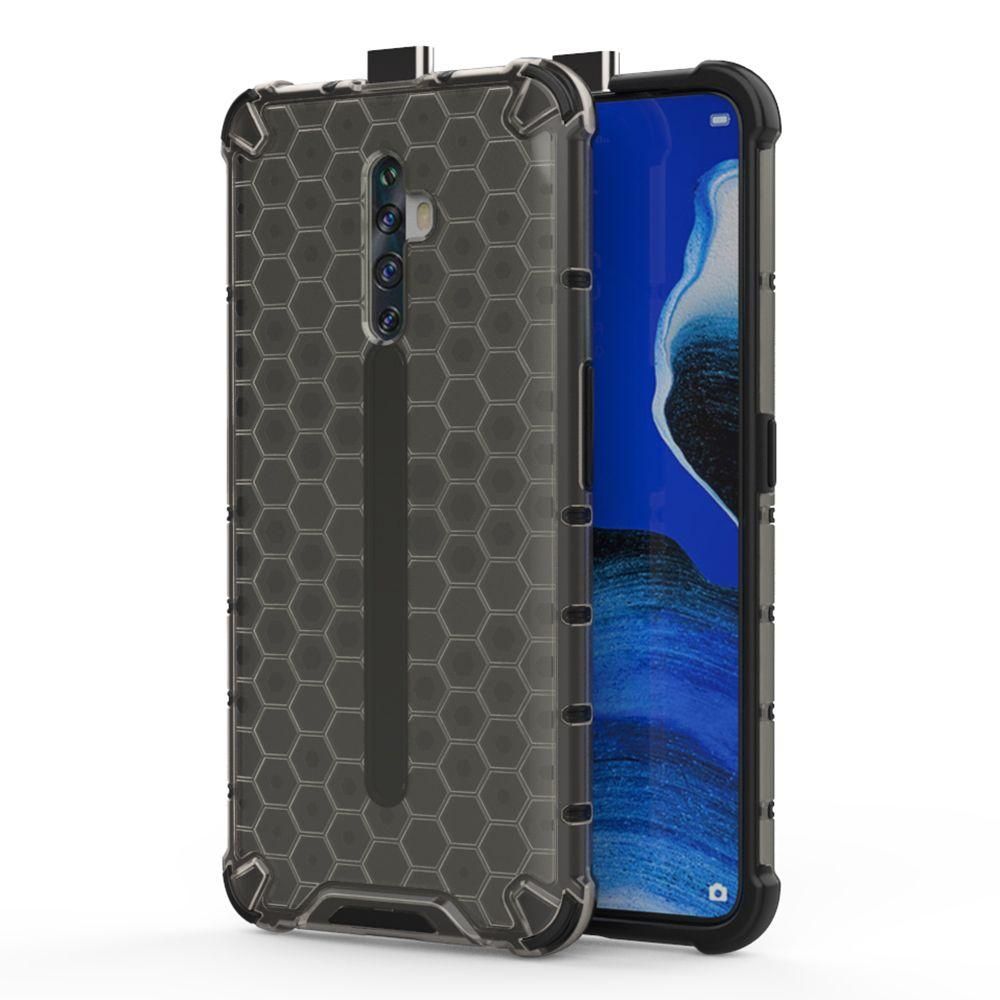 For OPPO Reno 2Z Honey Comb Series Hybrid Translucent PC Slip-Resistant Shockproof TPU Bumper Case Cover