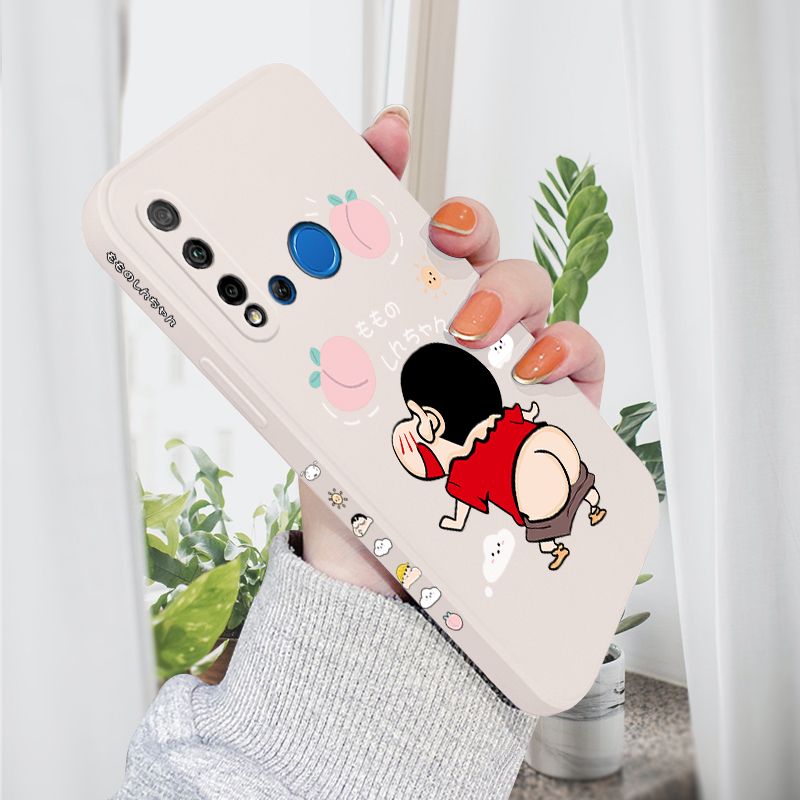 AMORVOR for Huawei Nova 5i/P20 Lite 2019 Back Cover Cute Cartoon Crayon Shin-Chan Side design Soft Case Liquid Silicone Phone Cases