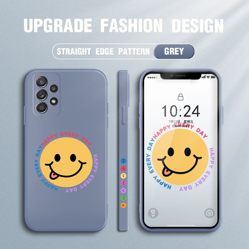 FHKL for Samsung Galaxy A52S 5G Back Cover Cartoon Smile Side design Soft Case Multicolor Liquid Silicone Phone Cases
