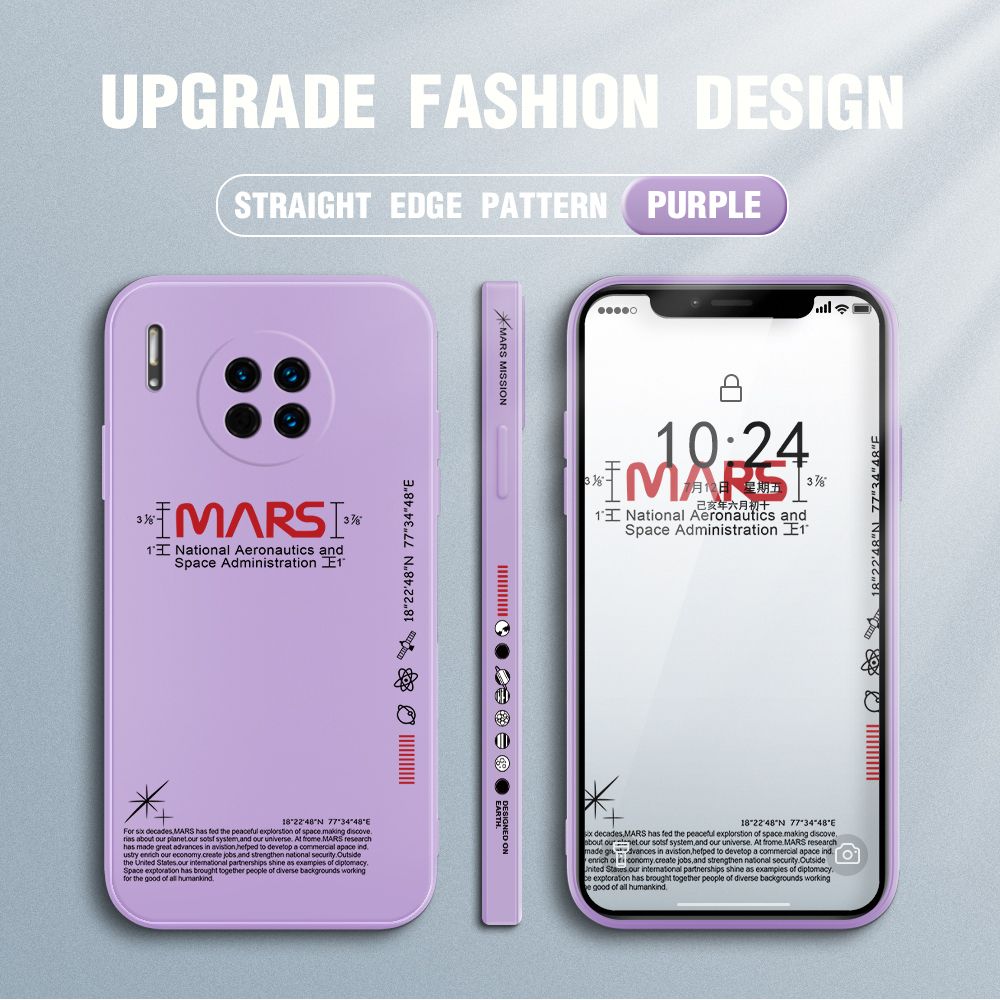 Jizetin for Huawei Mate 30 Case New NASA Design Side Design Phone Case Square Edge Pattern Liquid Silicone Cases Full Cover Camera Soft Protection Case