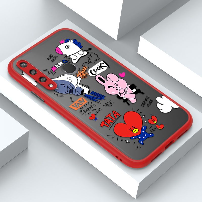 Jizetin for Huawei Y6P Cover BTS Animation Image Soft Edge Frosted Transparent Phone Case