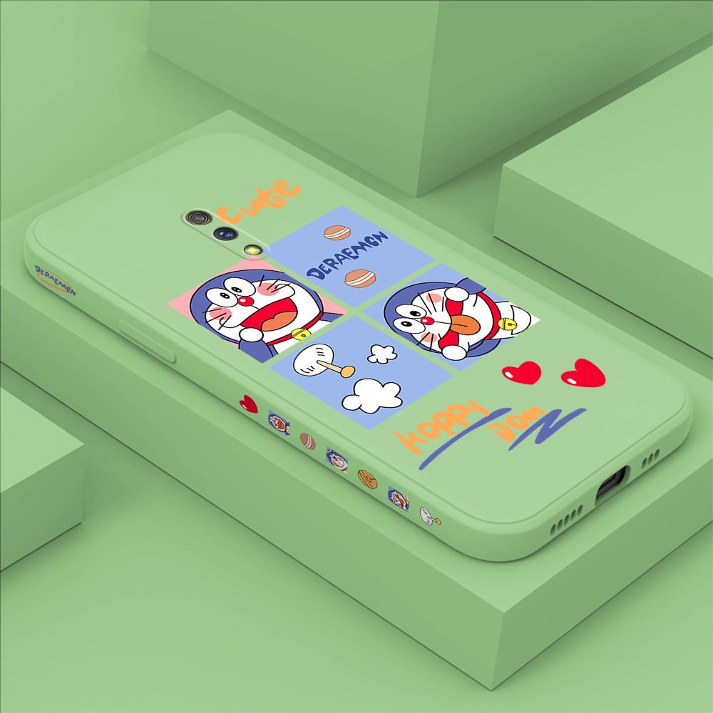 Hontinga for Realme X Case Side Design Cartoon Cute Cat Back Cover Soft Square Edge Pattern Liquid Silicone Trend Phone Cases