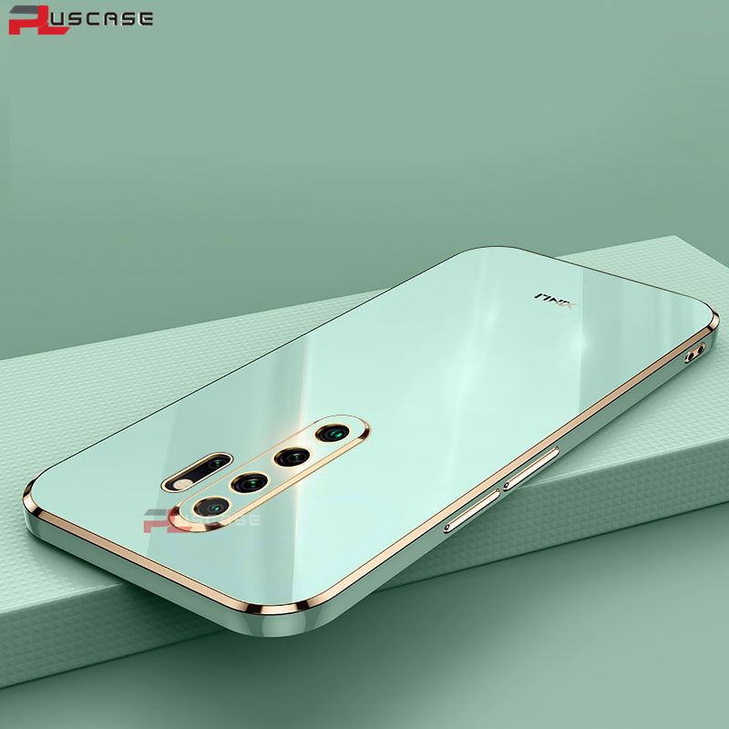 PlusCase for Xiaomi Redmi Note 8 Pro 6D Plating Soft Case Lens Protector Square Frame Silicone Glossy Shockproof Phone Back Cover