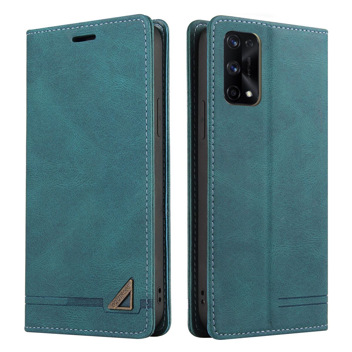 For Realme 7 Pro Retro Anti-theft Brush Wallet Foldable Built-in Card Slot and Magnetic Closure Protective Case