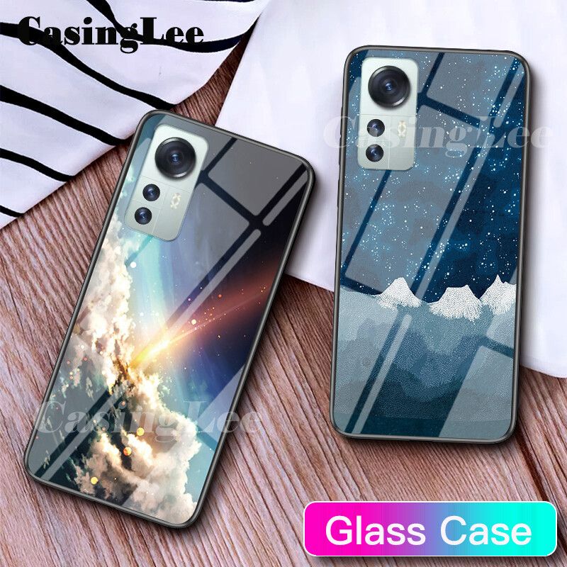 Casinglee For Xiaomi 12 Pro Case Couple Starry Moon Glass Protector Meteor Start Back cover for Xiaomi12 Pro Phone cases Cover For girls and Boys