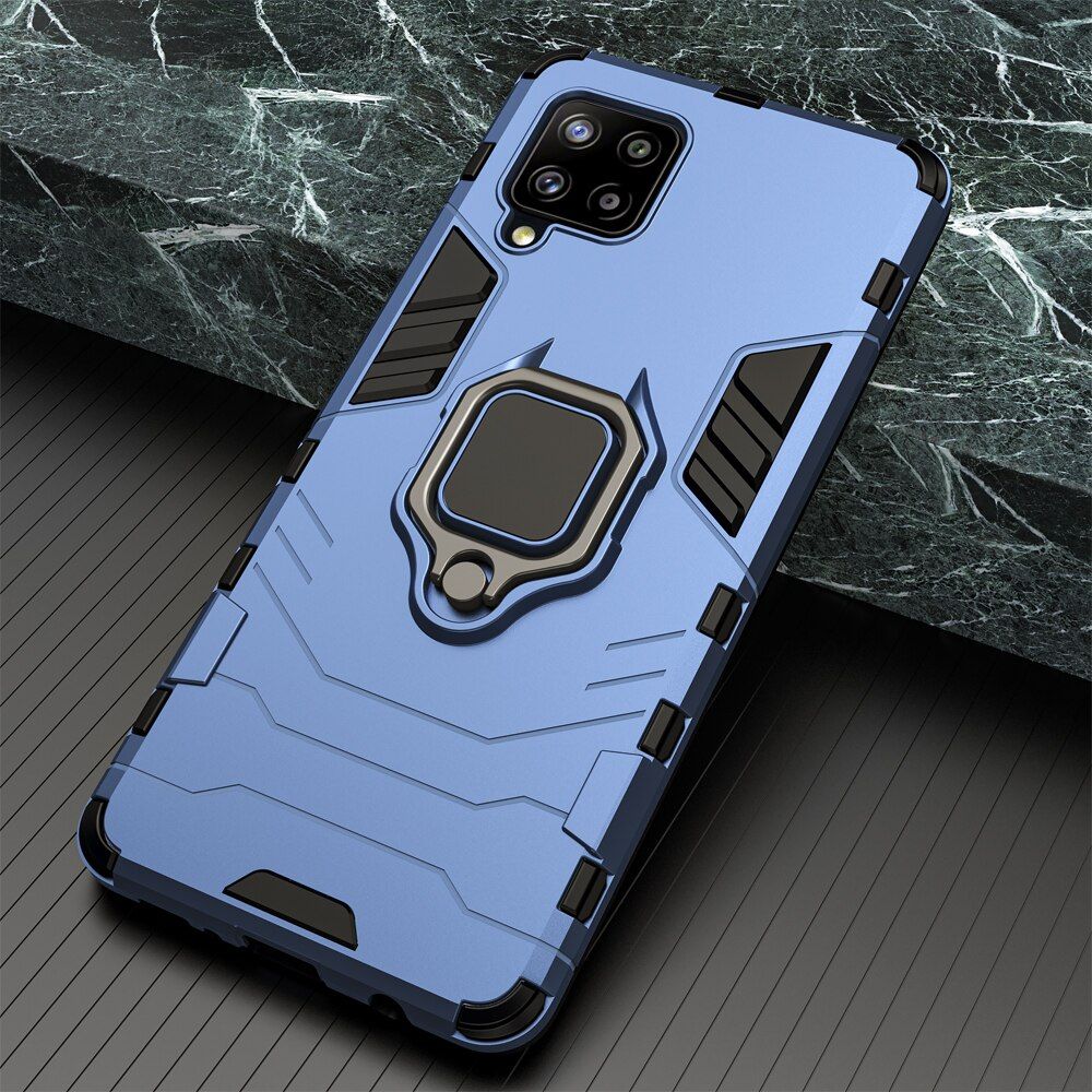 KEYSION Shockproof Armor Case for Samsung A12 A42 A32 A22 A82 A72 A52 5G Ring Stand Phone Back Cover for Galaxy A02S M51 M31 M62