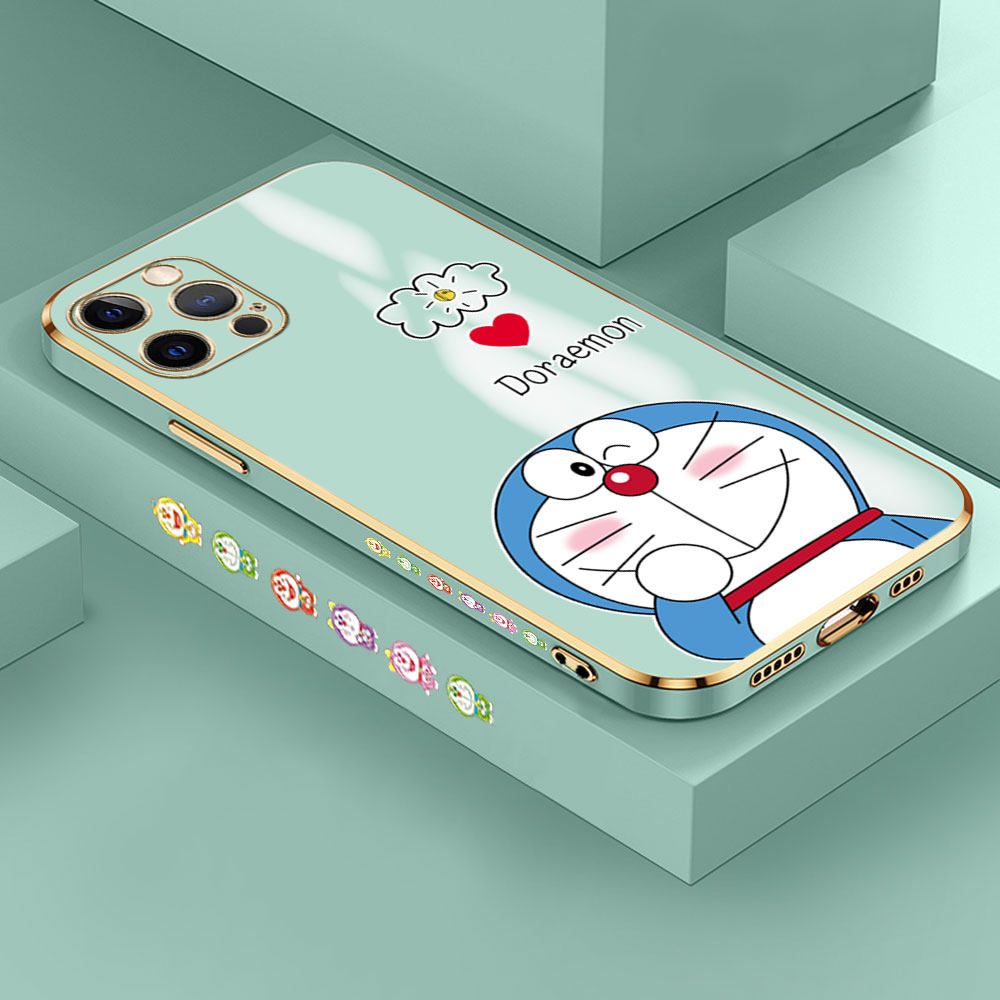 Jizetin (Free Lanyard) iPhone 12 Pro Max Case Cute Jingle Cat Luxury 6D Plating Soft Casing Silicone Ultra Thin Phone Cover