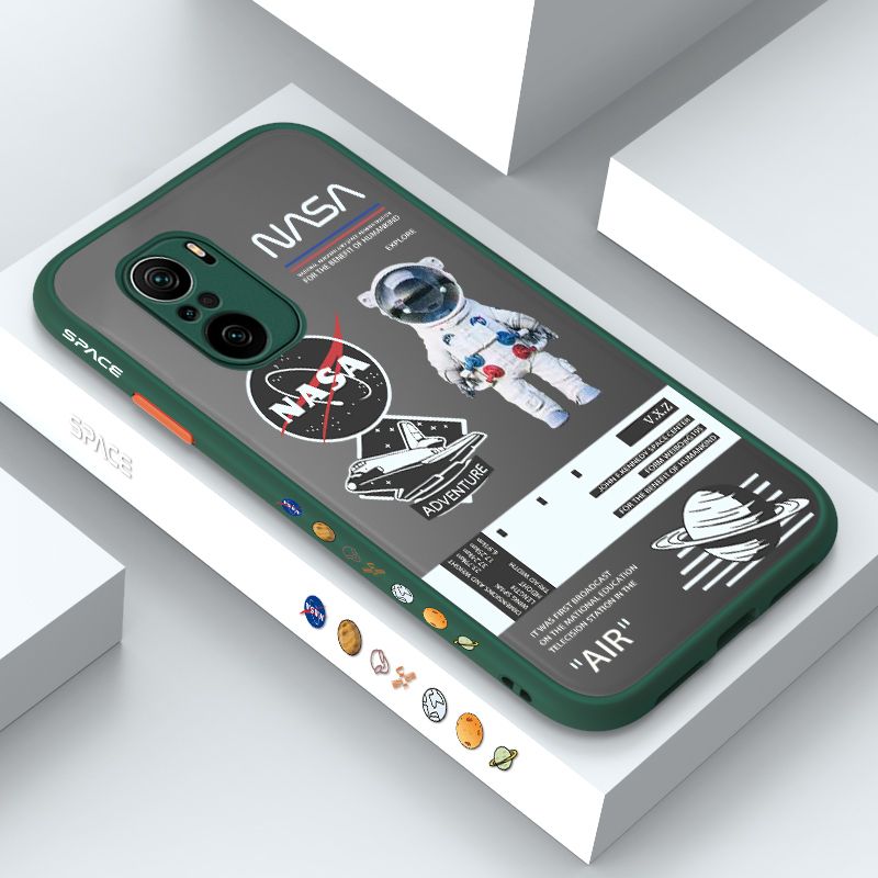 ZeroQiQi for Redmi K40 Case Creative Cartoon Astronaut Side Printed Pattern Design Phone Cover Frosted Transparent Ultra Thin Protective Phone Case