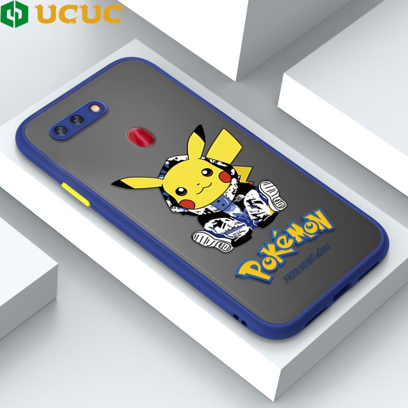 UCUC for OPPO R15 Back Cover Wrapped Pikachu Frosted Transparent Hard Phone Case Thin Shockproof Full Cover Camera Protect Case