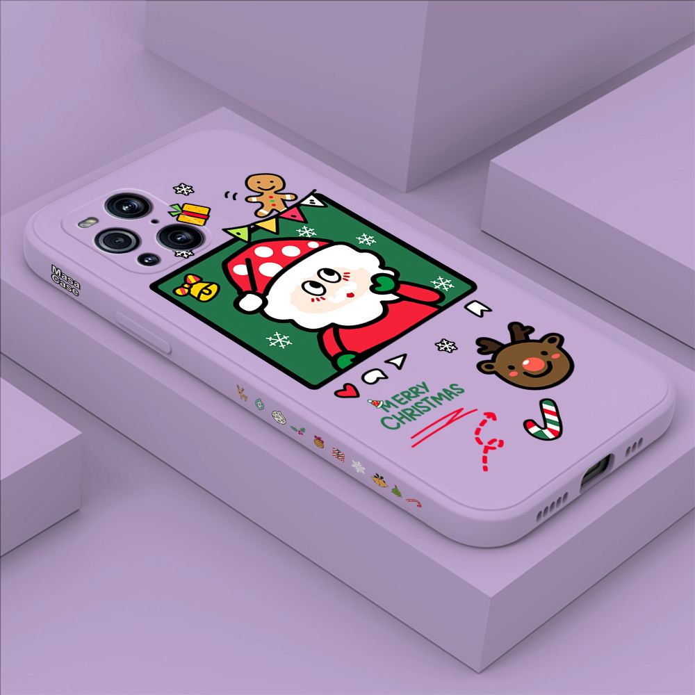 ZeroQiQi for OPPO Find X3 Case Santa Claus Christmas Gifts Side Printing Cases Soft Liquid Silicone Phone Cover