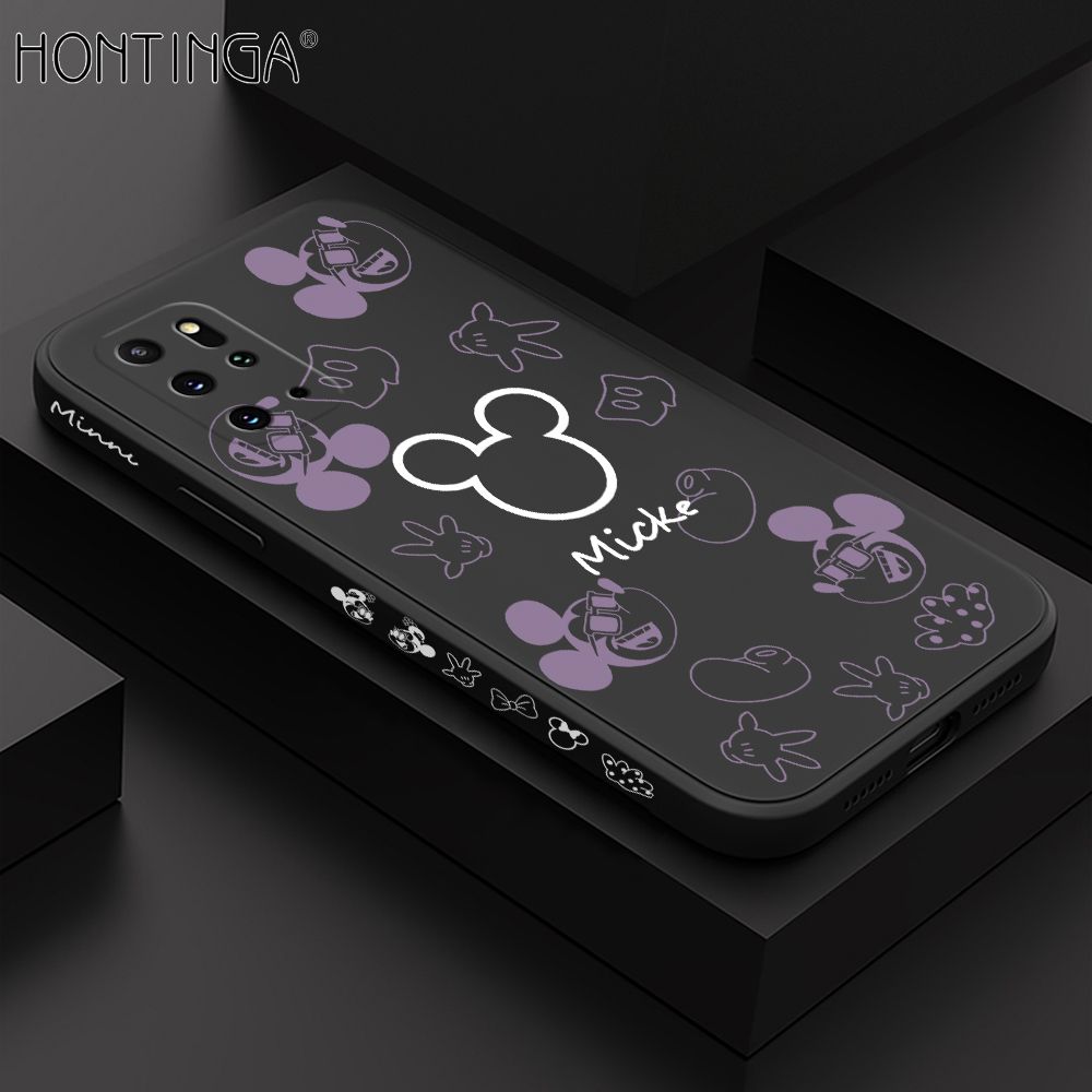 Hontinga for Samsung S20 Plus Case Side Design Cute Mouse Avatar Back Cover Soft Square Edge Pattern Liquid Silicone Trend Phone Cases