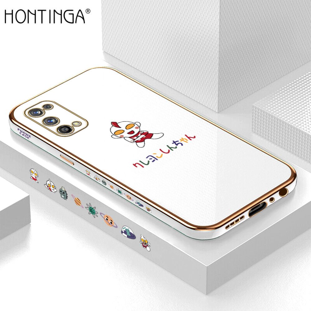 Hontinga for Realme 7 Pro Case Luxury 6D Plating Cartoon Anime Hero Side Pattern Soft Back Cover Silicone Square Phone Cases
