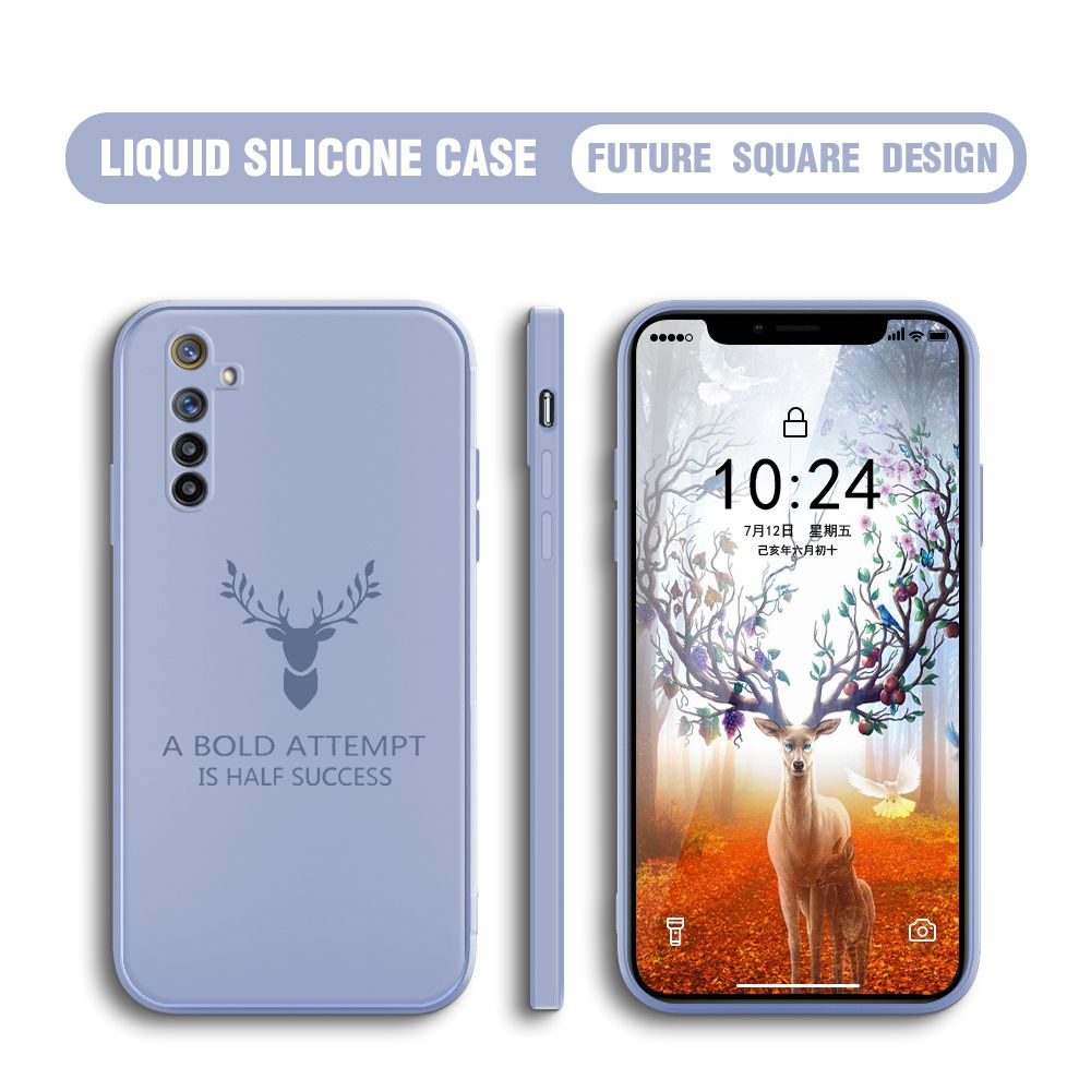 BILI for Realme 6 Pro Back Cover Simple Antlers Ultra Thin Soft Luxury Square Multicolor Liquid Silicone Phone Case