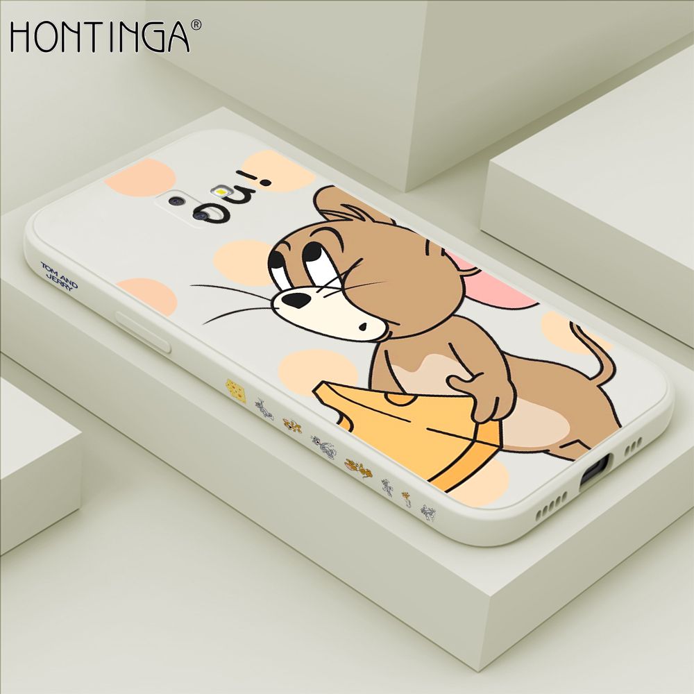 Hontinga for Samsung J6 Plus 2018 Case Side Design Cute Cartoon Mouse Back Cover Soft Square Edge Pattern Liquid Silicone Trend Phone Cases