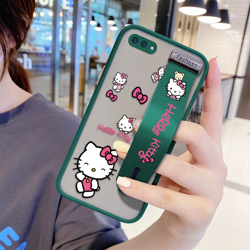 UCUC for Realme C1 Wrist Strap Case Lovely KT Cat Wristband Printing Cover Shockproof Ultra Thin Phone Case