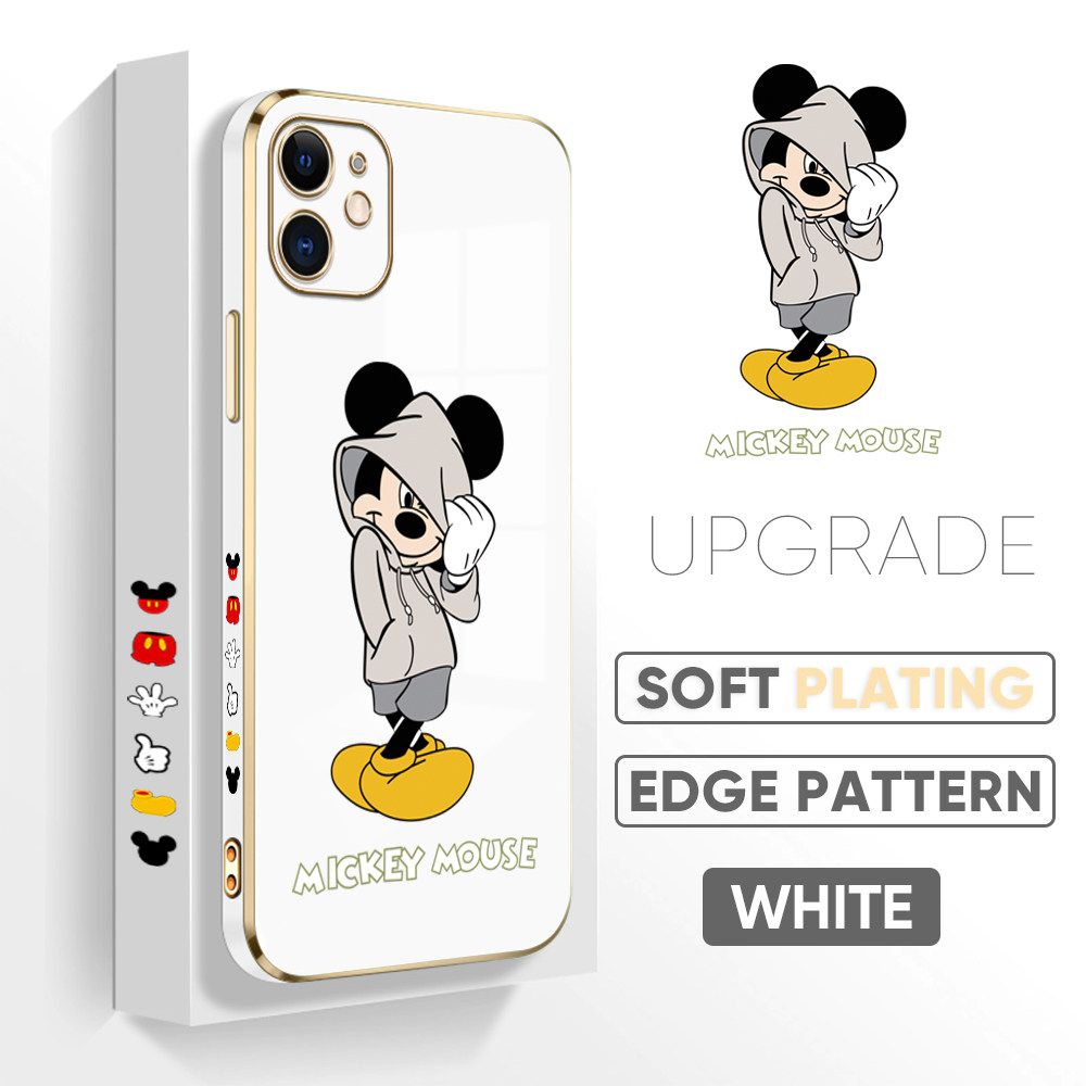 TA for iPhone 11 Back Cover + Free Lanyard Handsome Mouse Luxury 6D Plating Case Side Pattern Soft Silicone Square Phone Cases