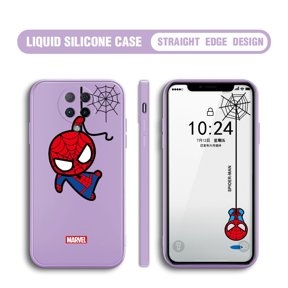 BILI for Redmi K30 Pro ZooM / Poco F2 Pro / Pocophone F2 Pro / K30 Pro Back Cover Little Spiderman Multicolor Liquid Silicone Phone Case Soft Square Lens Protection Phone Cases