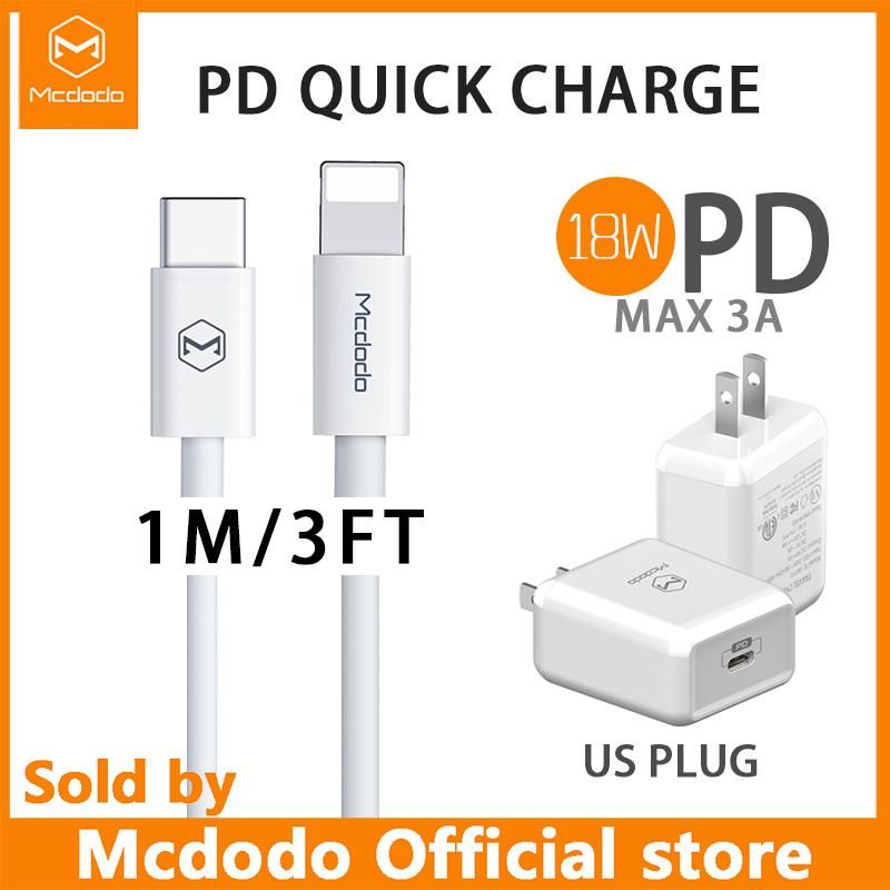 【 ETOP 】 (2PCS/LOT) Apple iPhone PD Charger 18W Fast Charger USB-C For iPhone 8 iPhone 8 Plus iPhone X iPhone XR iPhone XS iPhone XS Max 18W Adapter + USB-C TO Lightning Cable Fast charging + data transmission
