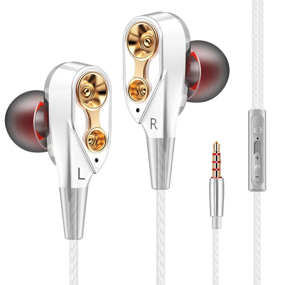 Silicone Dual Drive Earphone Wired Headphones Sport Earbuds Bass Stereo Earphones Headset For Xiaomi Redmi Note 8 Samsung A50 S9