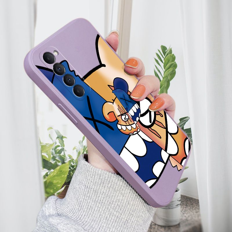 AMORVOR for OPPO Reno4 Pro Back Cover Fashion Popular Side design Soft Case Liquid Silicone Phone Cases