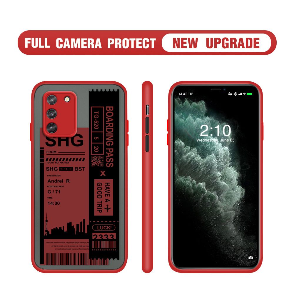 Hontinga for Samsung S10 Lite Case Cute Air Ticket City Scenery Camera Shockproof Protection Cases Edge Frosted Transparent Phone Cover