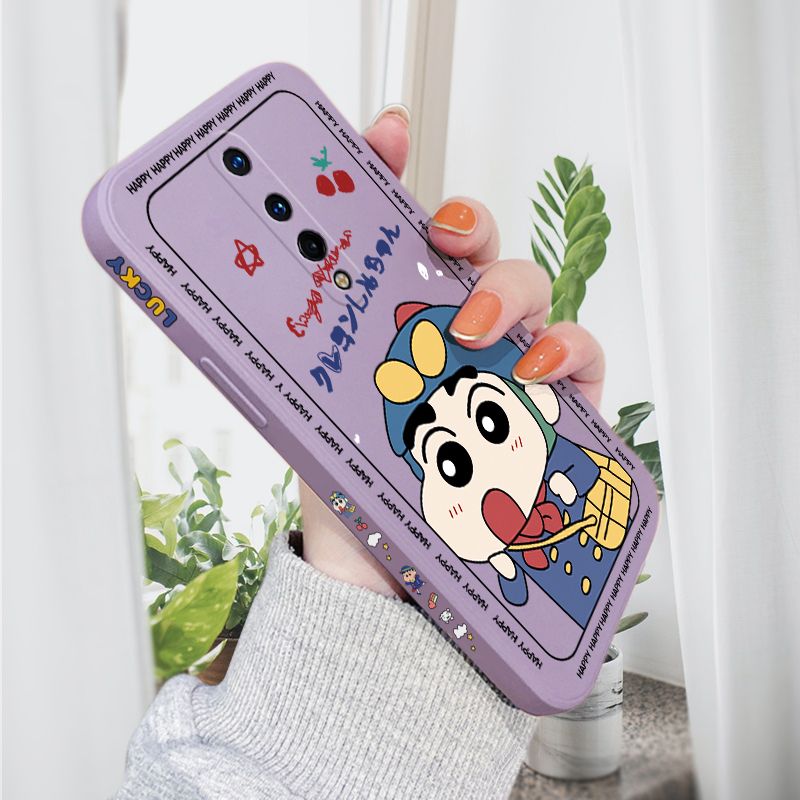 AMORVOR for OnePlus 8 Back Cover Cartoon Shin-chan Action Kamen Side design Soft Case Liquid Silicone Phone Cases