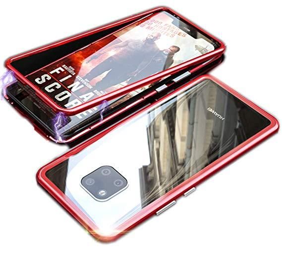 Huawei Mate 20 Pro Magnetic Adsorption Metal Case Clear Tempered Glass Back Cover - Phone Back Cover
