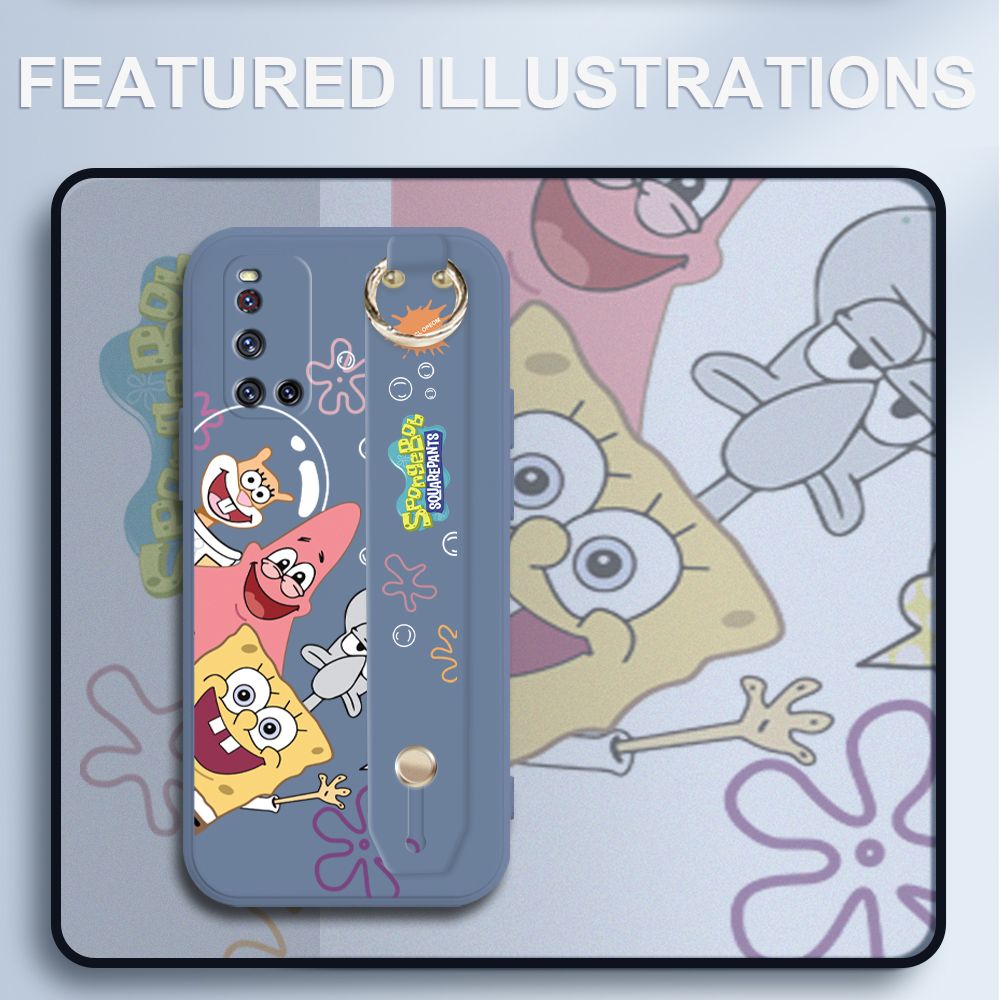 UCUC for Vivo V19 Wrist Strap Case Funny Cartoon Sea Creatures Cover Ultra Thin Anti Fall Liquid Silicone Phone Case