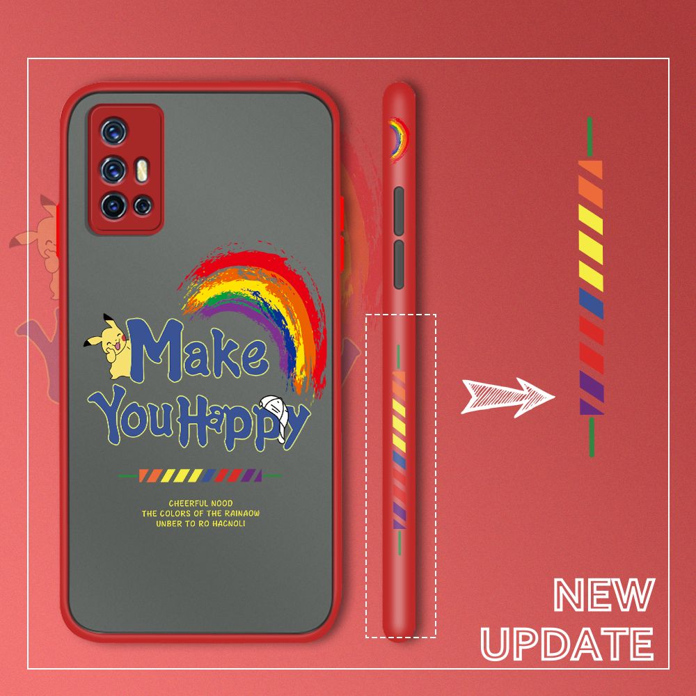 UCUC for Vivo V19 Neo Back Cover Rainbow Pikachu Side Printed Design Phone Case Ultra Thin Frosted Cover Shockproof Phone Cover