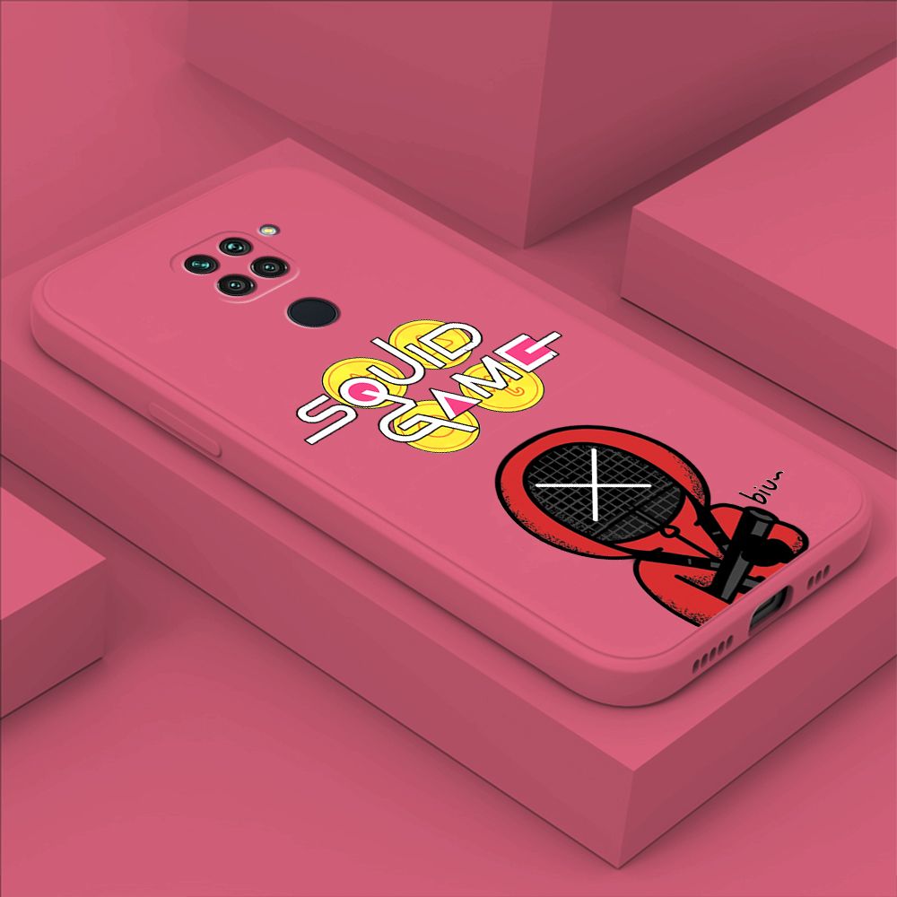 ZeroQiQi for Xiaomi Redmi Note 9 Case Fashion Cartoon Electric Baton Judge Role Phone CoverSquare Liquid Silicone Trend Phone Case