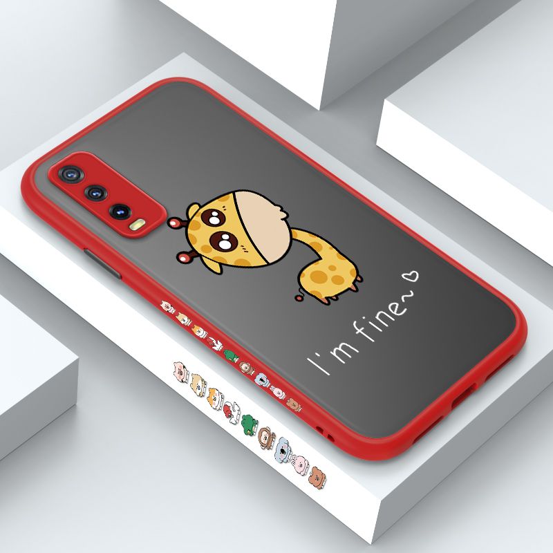 ZeroQiQi for Vivo Y20 Case Cute Funny Giraffe Side Printing Cover Frosted Ultra Thin Protective Anti Fall Phone Case