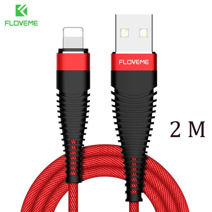 FLOVEME 1M/2M Lightning USB Charger Cable For iPhone X Xs Max XR 7 8 Plus 6 6s 5 5s iPod iPad 1 2 Tough Braided USB Charging Cable Data Transfer Cable