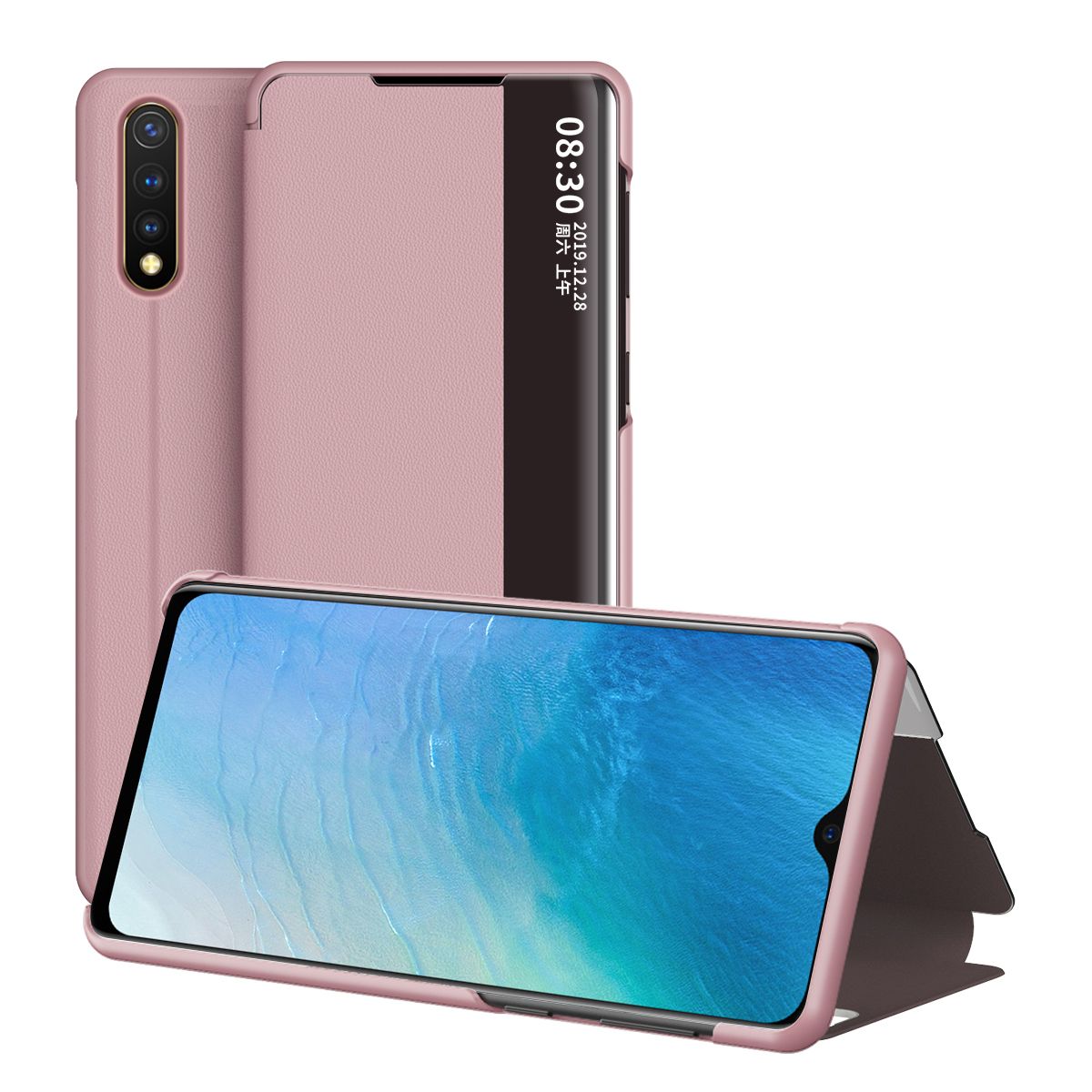 Smart Case For VIVO Y19 Cover Flip PU Leather Shockproof Window View Cases