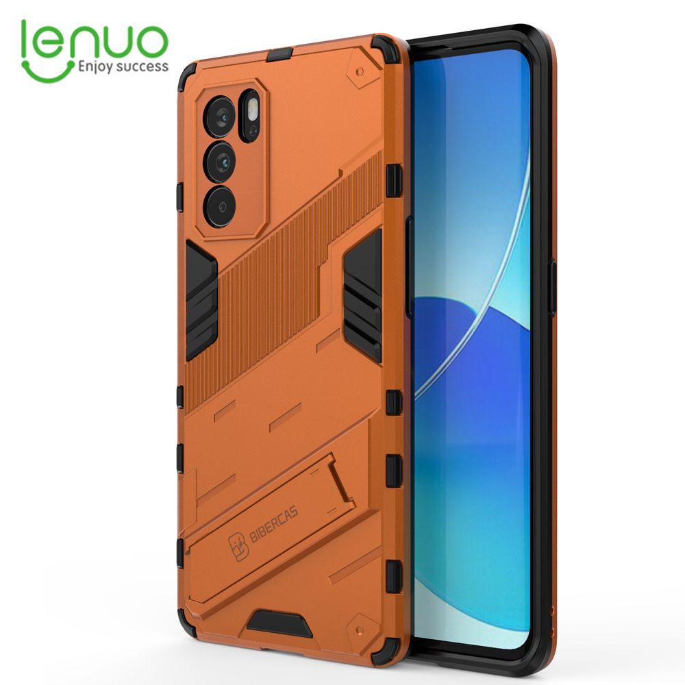 Lenuo Punk-Casing For Oppo Reno6 Pro 5G Back Cover Eight-Color Anti-Fall And Anti-Slip Phone Bracket Lens Protection Cover Lovers Case